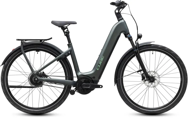 Cube Kathmandu Hybrid Deluxe Pro EE 800Wh Electric Hybrid Bike in Blackforest and Chrome
