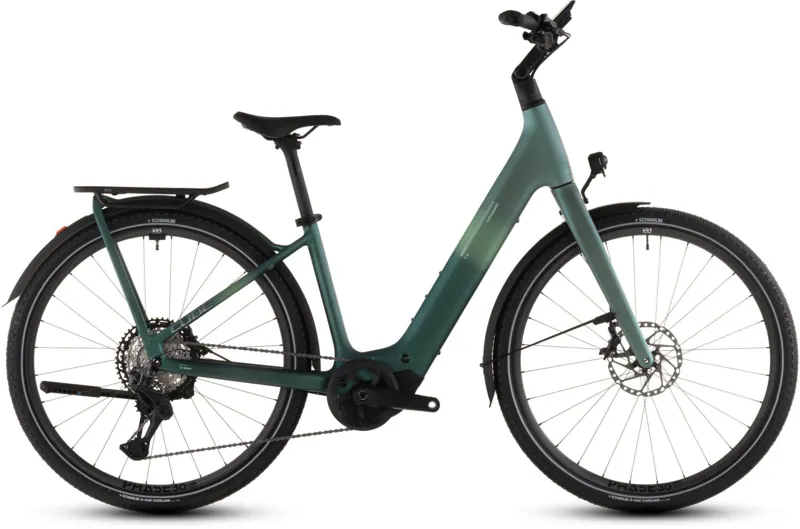 Cube Kathmandu Hybrid C:62 SLT EE 400Wh Electric Hybrid Bike in Seafoam and Chrome