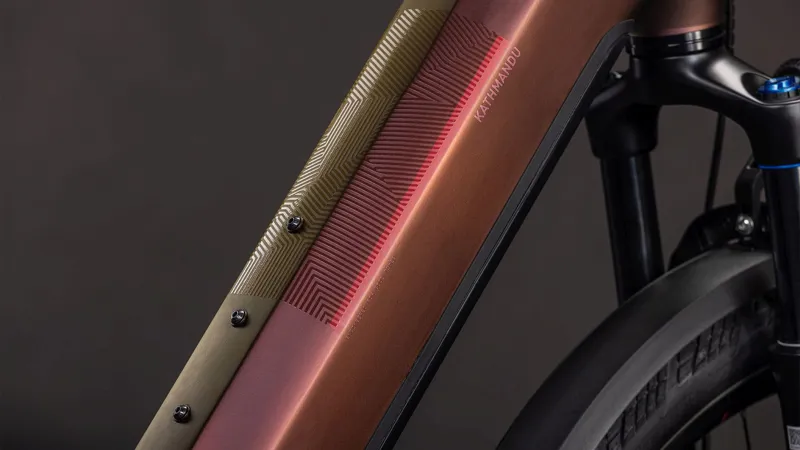 Cube Kathmandu Hybrid Pro EE 800Wh Electric Hybrid Bike in Sunglow and Chrome-1