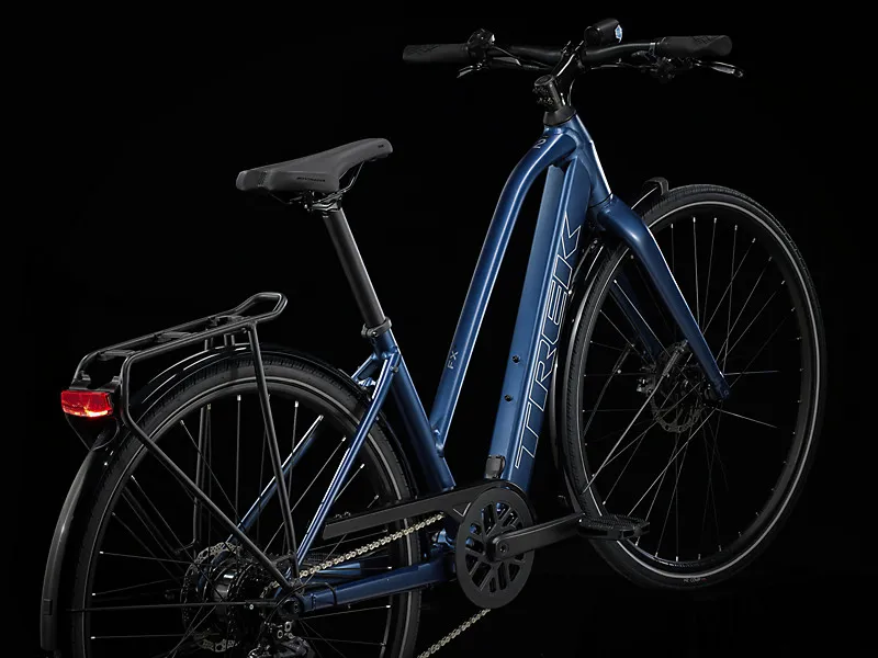 TREK Fx+ 2 Stagger 250Wh Electric Hybrid Bike in Mulsanne Blue-1