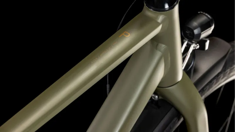 Cube Hyde Pro FE Hybrid Bike in Dustyolive and Gold-2