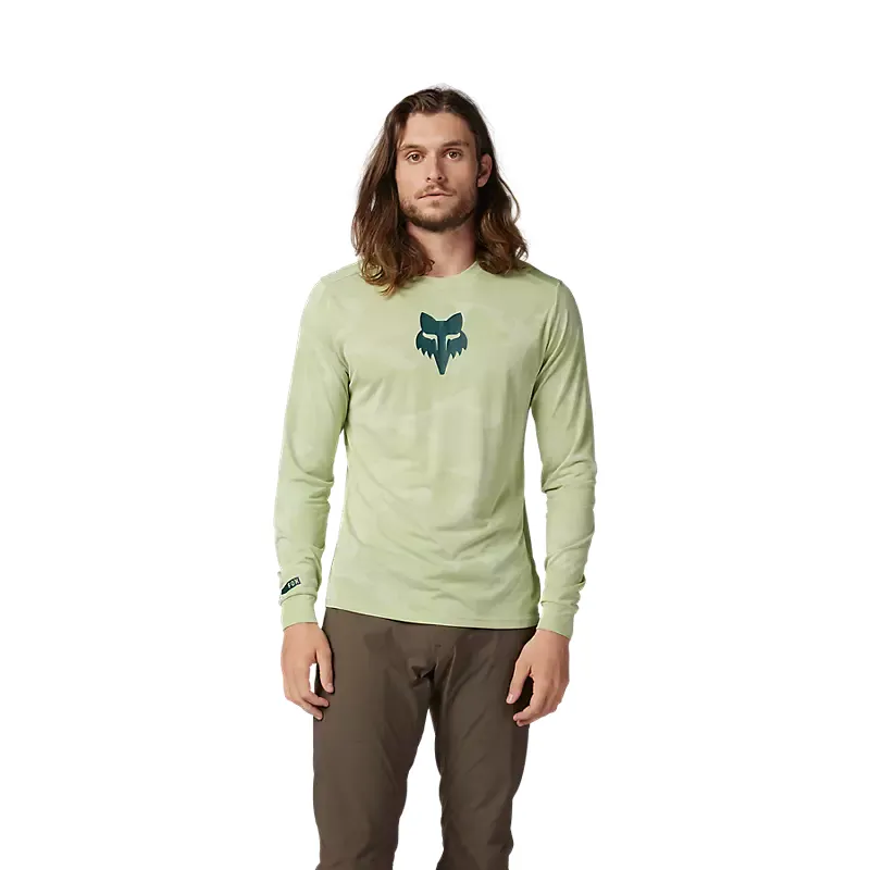 Fox Ranger TruDri Long Sleeve Mountain Bike Jersey in Cactus Green-2