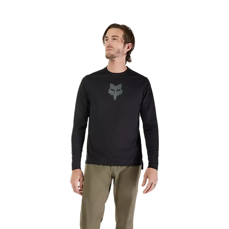 Fox Ranger Fox Head Long Sleeve Mountain Bike Jersey in Black-2