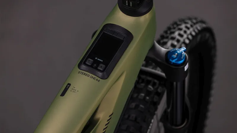 Cube Stereo Hybrid ONE44 HPC TM 800Wh Electric Full Suspension Mountain Bike in Reedgreen and Matrix-3