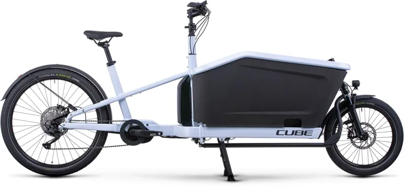 Cube Cargo Sport Hybrid 500Wh Electric Cargo Bike in Flashwhite and Black