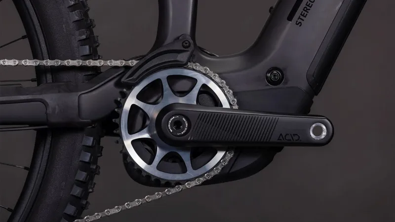 Cube Stereo Hybrid ONE77 HPC AT 800Wh Electric Full Suspension Mountain Bike in Carbon and Gold-5