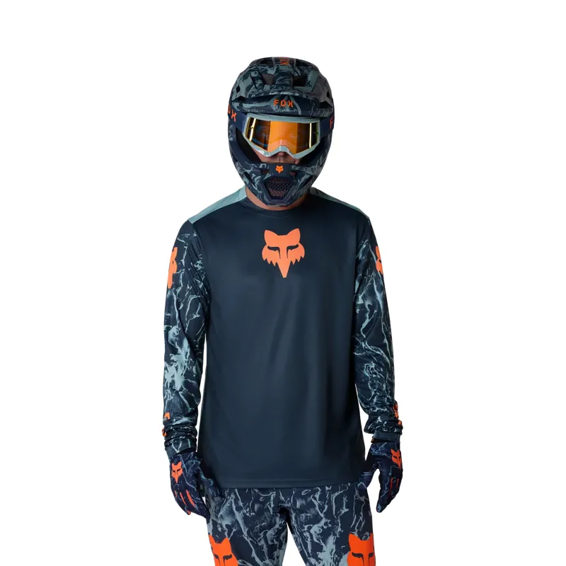 Fox Ranger Long Sleeve Image Print Jersey in Arctic Blue-2
