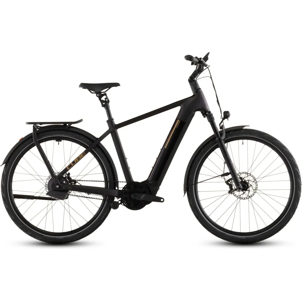 Cube Kathmandu Hybrid Comfort Slx 800Wh Electric Hybrid Bike In Solareclipse And Gold