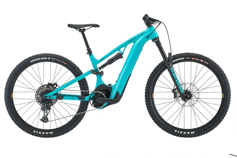 Whyte Bikes E-160 S Full Suspension Electric Mountain Bike in Turquoise with Black and White