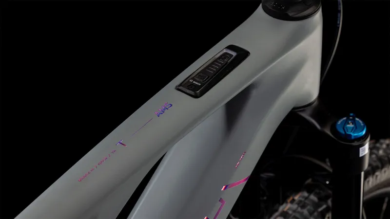 Cube AMS Hybrid ONE44 C:68X TM 400x 400Wh Full Suspension Electric Mountain Bike in Swampgrey and Purple Reflex-6