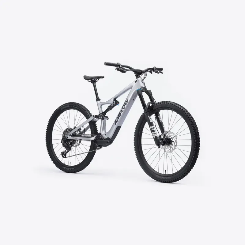 Amflow PL Carbon 800Wh Electric Full Suspension Mountain Bike in Satin Silver-1