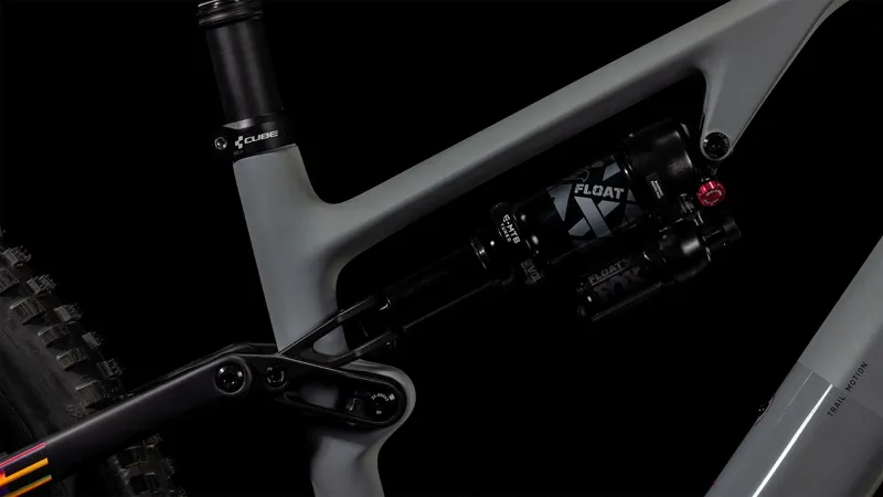 Cube AMS Hybrid ONE44 C:68X TM 400x 400Wh Full Suspension Electric Mountain Bike in Swampgrey and Purple Reflex-5