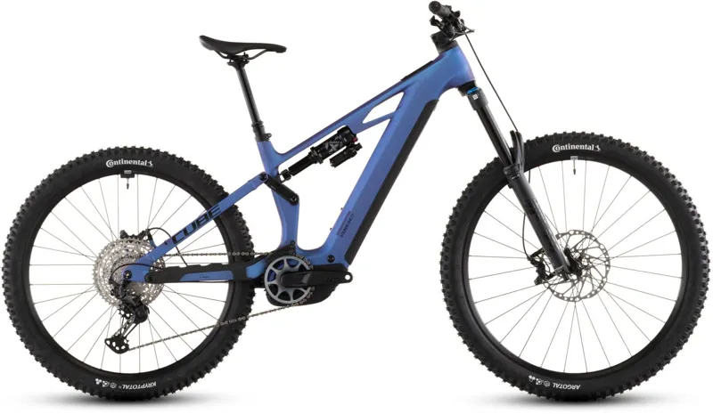 Cube Stereo Hybrid ONE77 HPC SLX 800Wh Electric Full Suspension Mountain Bike in Blueiris and Black