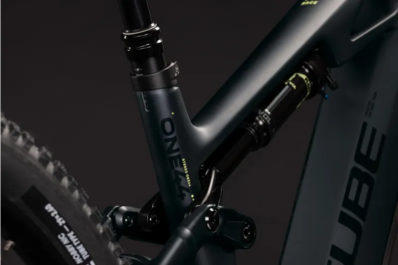 Cube Stereo Hybrid ONE44 HPC Race 800Wh Electric Full Suspension Mountain Bike in Coal and Green-3