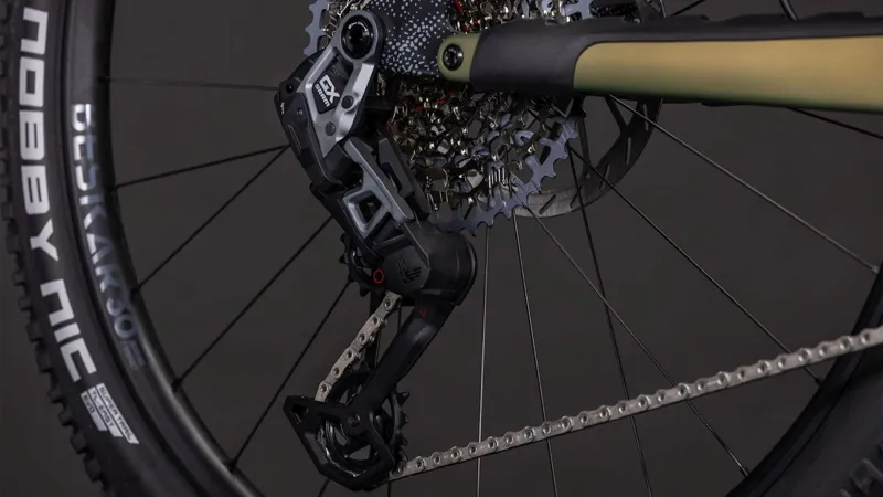 Cube AMS Hybrid ONE44 C:68X TM 400Wh Electric Full Suspension Mountain Bike in Reedgreen and Matrix-5