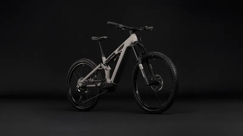 Cube Stereo Hybrid ONE77 HPC Race 800Wh Electric Full Suspension Mountain Bike in Oatgrey and Yellow-8