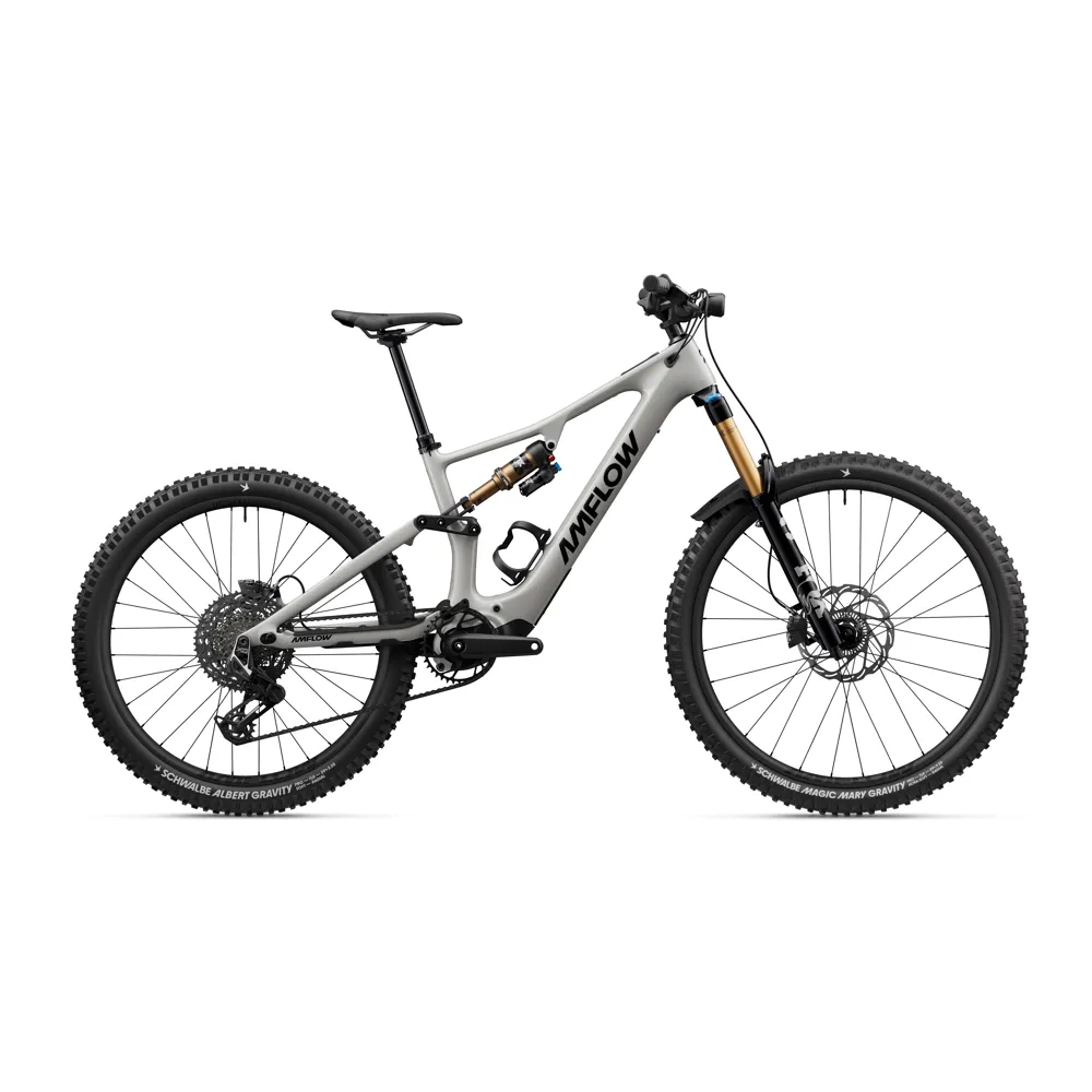 Team Cycles Amflow PX Carbon Pro 700Wh Electric Full Suspension Mountain Bike in Moonstone Gray | Interest FREE Finance & Online Refund Policy.