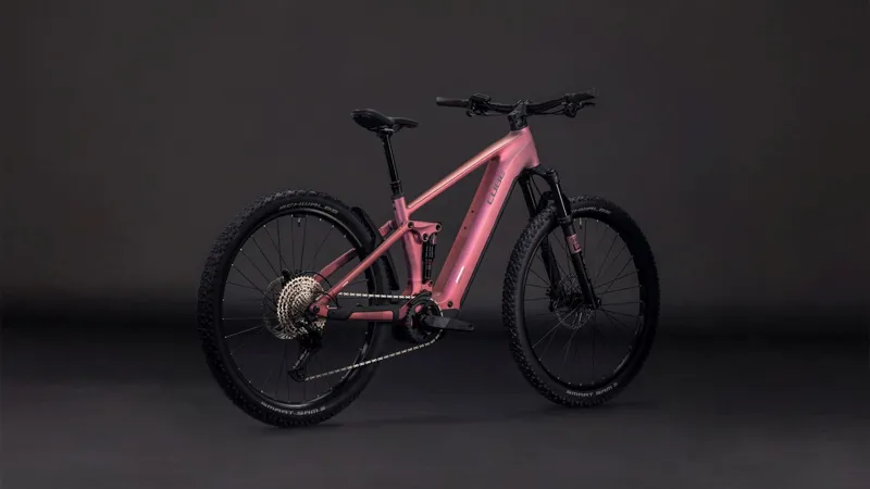 Cube Stereo Hybrid ONE22 Race 800Wh Electric Full Suspension Mountain Bike in Shiftblush and Black-6