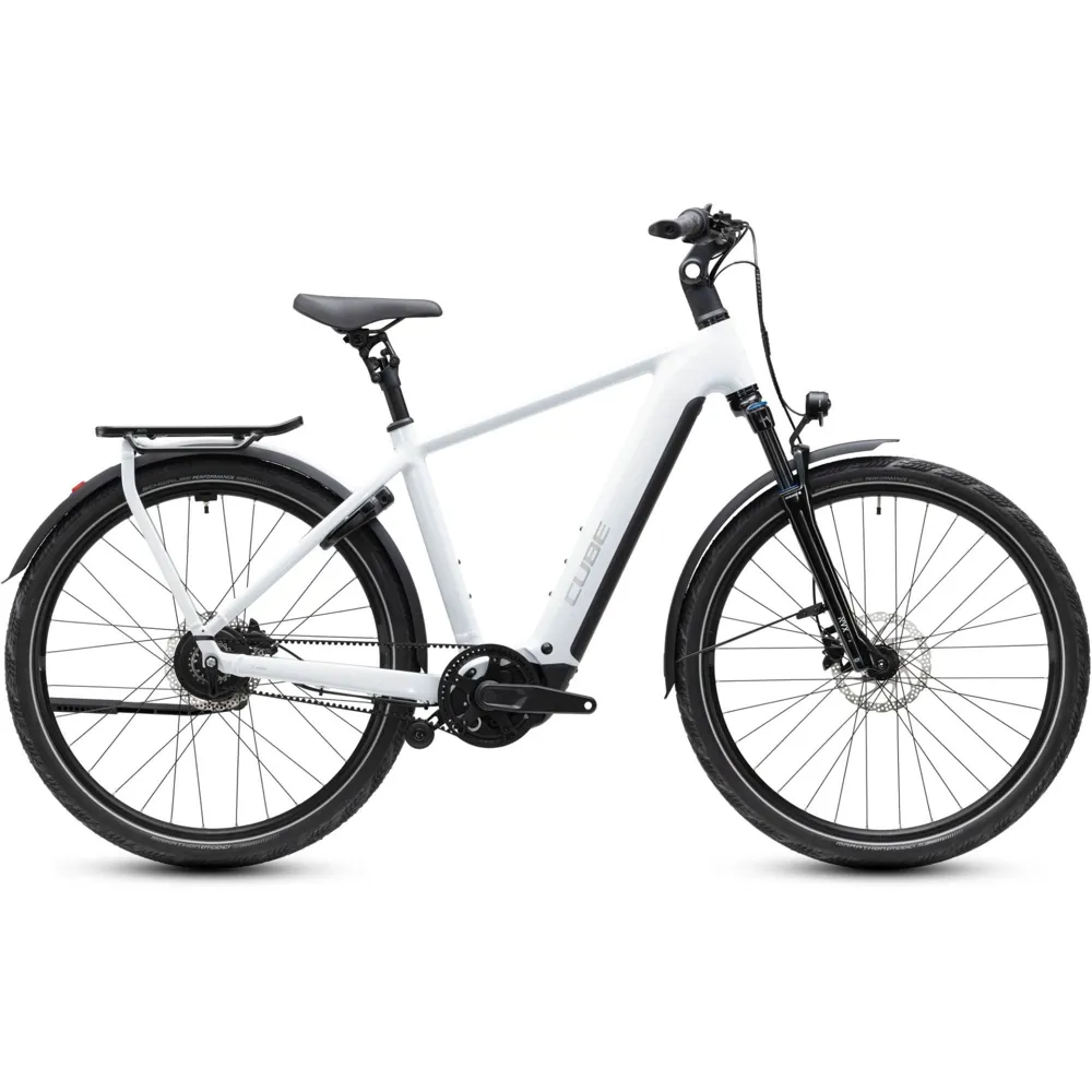 Cube Kathmandu Hybrid Deluxe Pro 800Wh Electric Hybrid Bike in Metallicwhite and Chrome