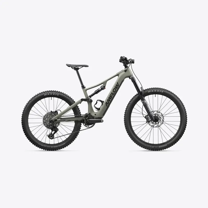 Amflow PR Carbon 800Wh Electric Full Suspension Mountain Bike in Moss Green