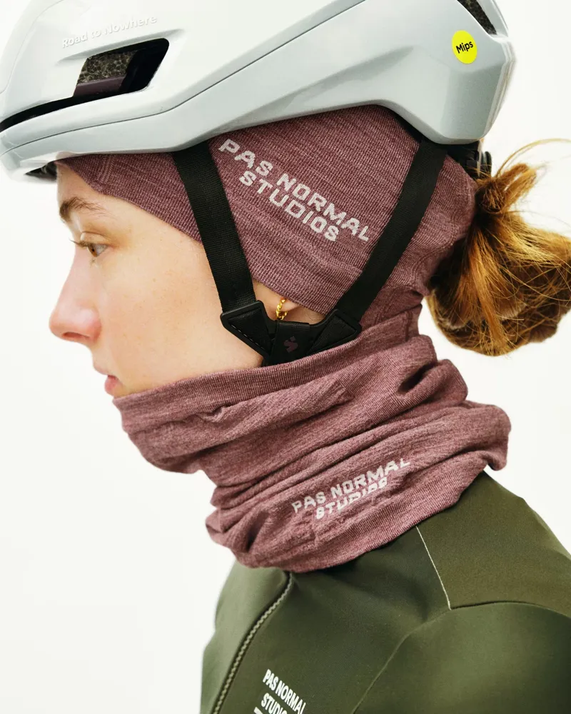 Pas Normal Studios Logo Merino Knit Necktube in Maroon-1