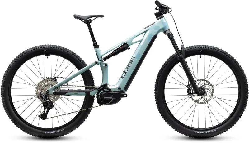Cube Stereo Hybrid ONE44 HPC Pro 800Wh Electric Full Suspension Mountain Bike in Pearlaqua and Black