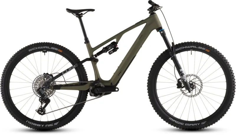 Cube AMS Hybrid ONE44 C:68X TM 400Wh Electric Full Suspension Mountain Bike in Reedgreen and Matrix