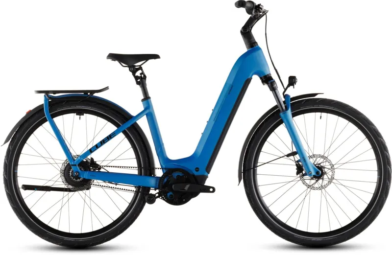 Cube Kathmandu Hybrid Comfort Pro EE 800Wh Electric Hybrid Bike in Azure and Black
