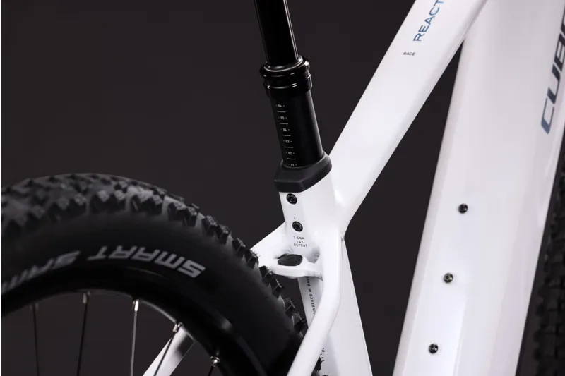 Cube Reaction Hybrid Race 800Wh Electric Mountain Bike in Snow and Black-1
