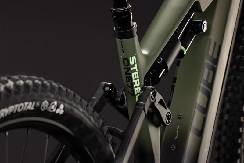 Cube Stereo Hybrid ONE77 HPC TM 800Wh Electric Full Suspension Mountain Bike in Reedgreen and Gills-4