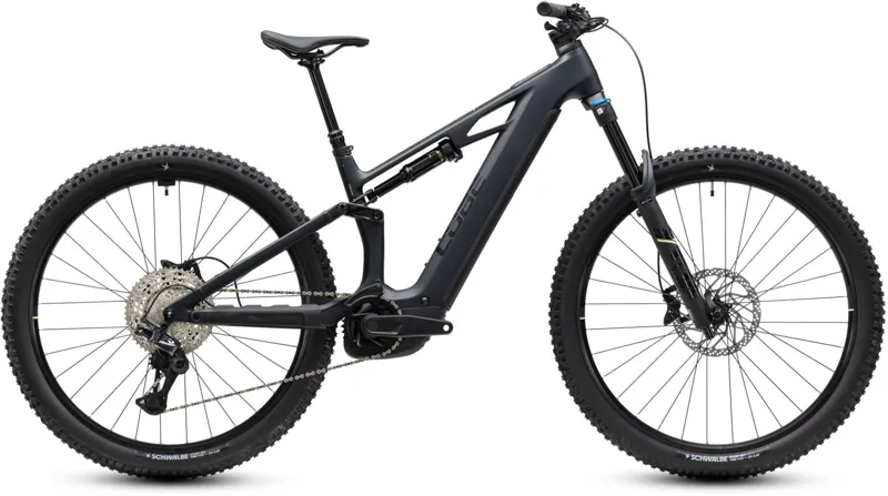 Cube Stereo Hybrid ONE44 HPC Race 800Wh Electric Full Suspension Mountain Bike in Coal and Green