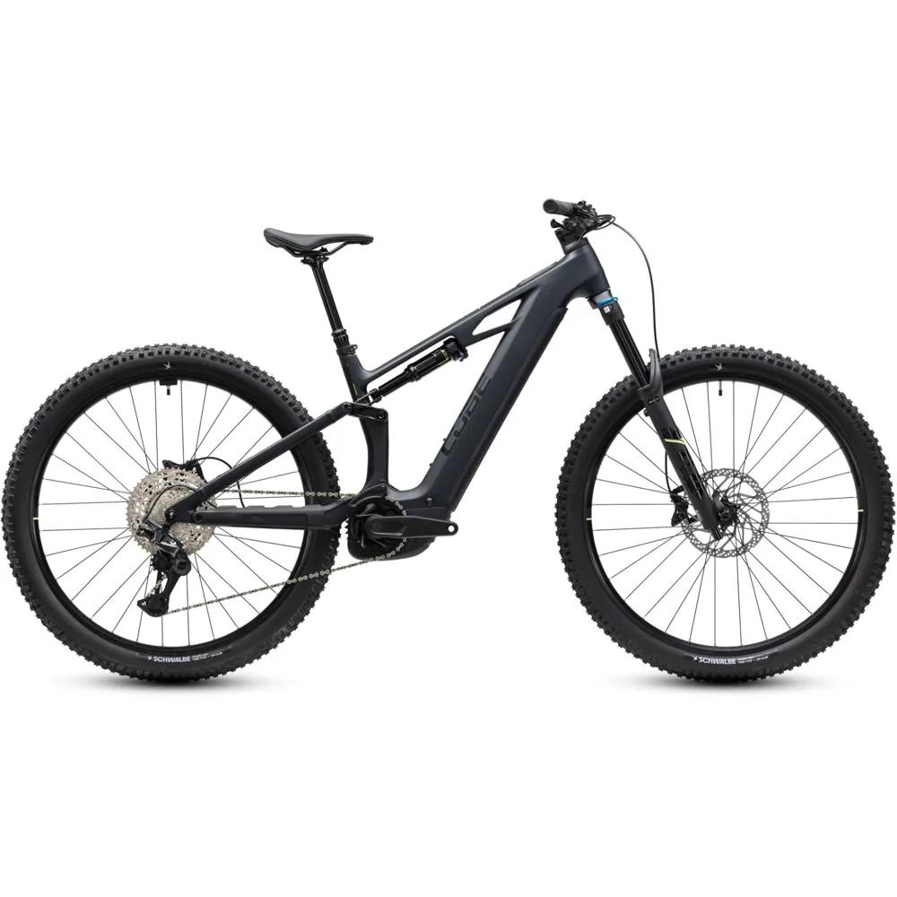 Cube Stereo Hybrid ONE44 HPC Race 800Wh Electric Full Suspension Mountain Bike in Coal and Green