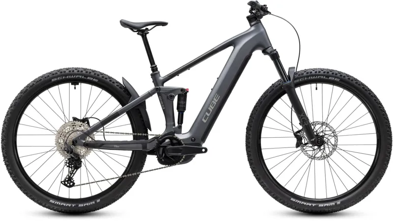 Cube Stereo Hybrid ONE22 Pro 800Wh Electric Full Suspension Mountain Bike in Slabgrey and Chrome