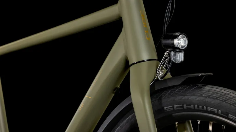 Cube Hyde Pro FE Hybrid Bike in Dustyolive and Gold-3