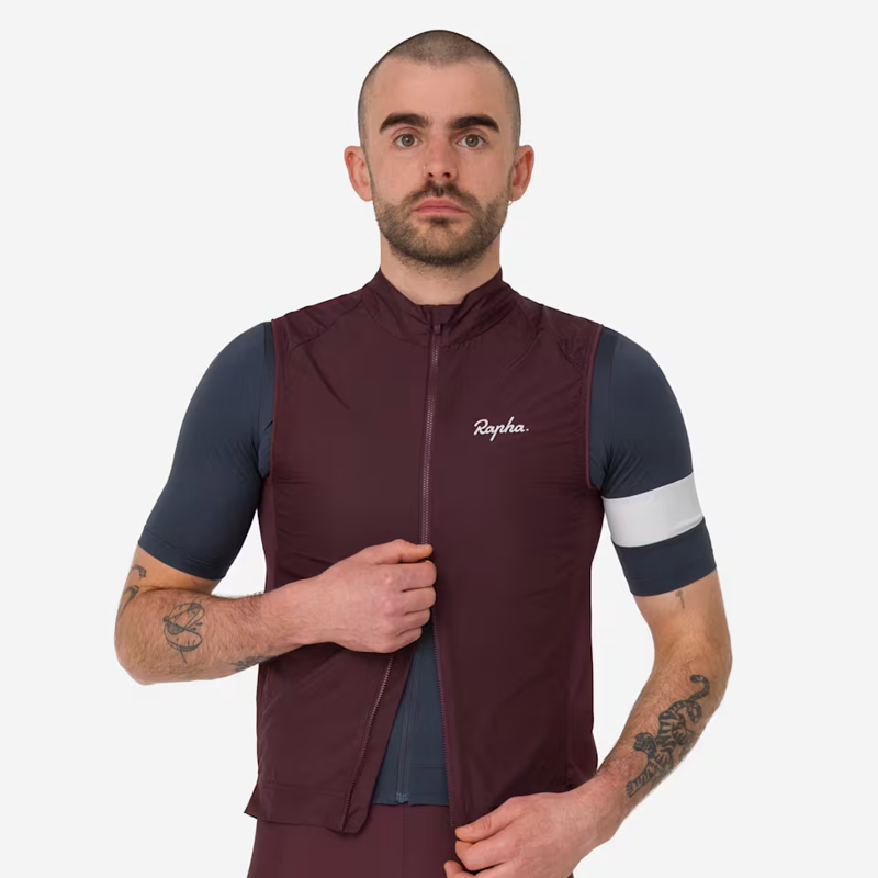 Rapha Men's Core Gilet in Mahogany and White-2