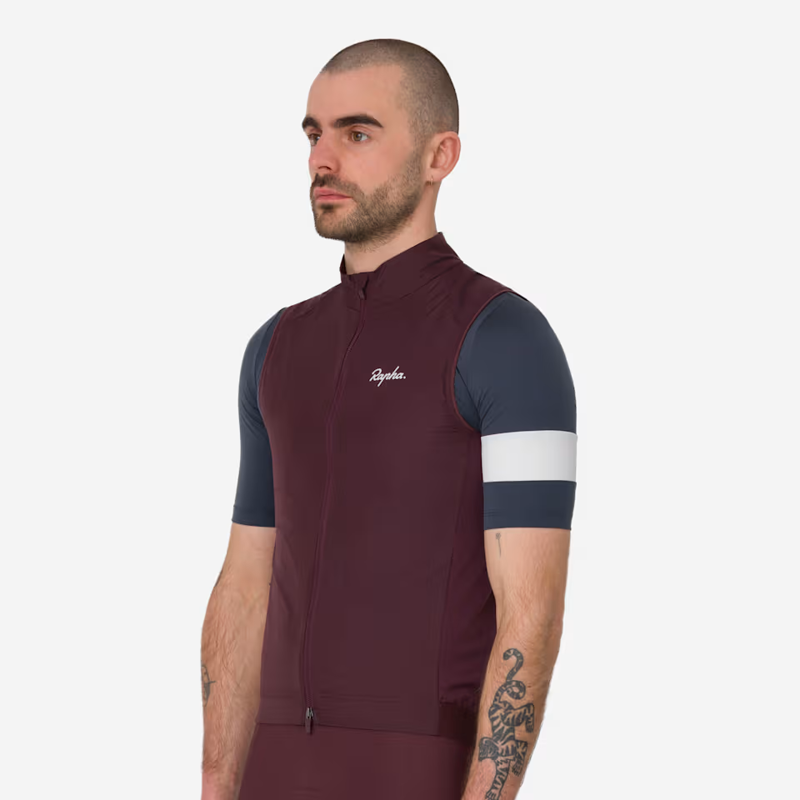 Rapha Men's Core Gilet in Mahogany and White-3
