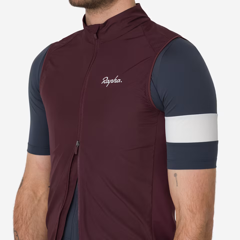 Rapha Men's Core Gilet in Mahogany and White-5
