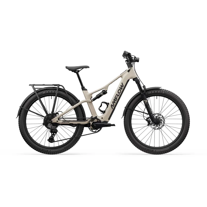 Amflow TL Carbon 800Wh Electric Full Suspension Mountain Bike in Silica Beige