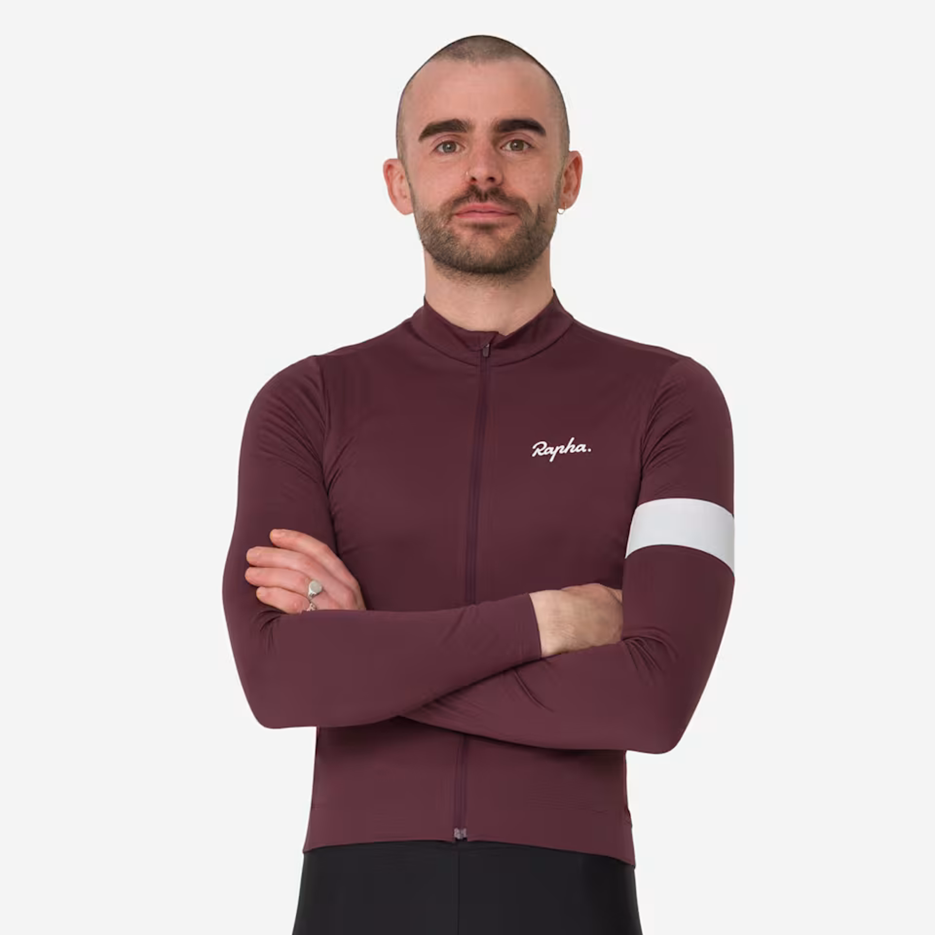 Rapha Men's Core Thermal Long Sleeve Jersey in Mahogany and White