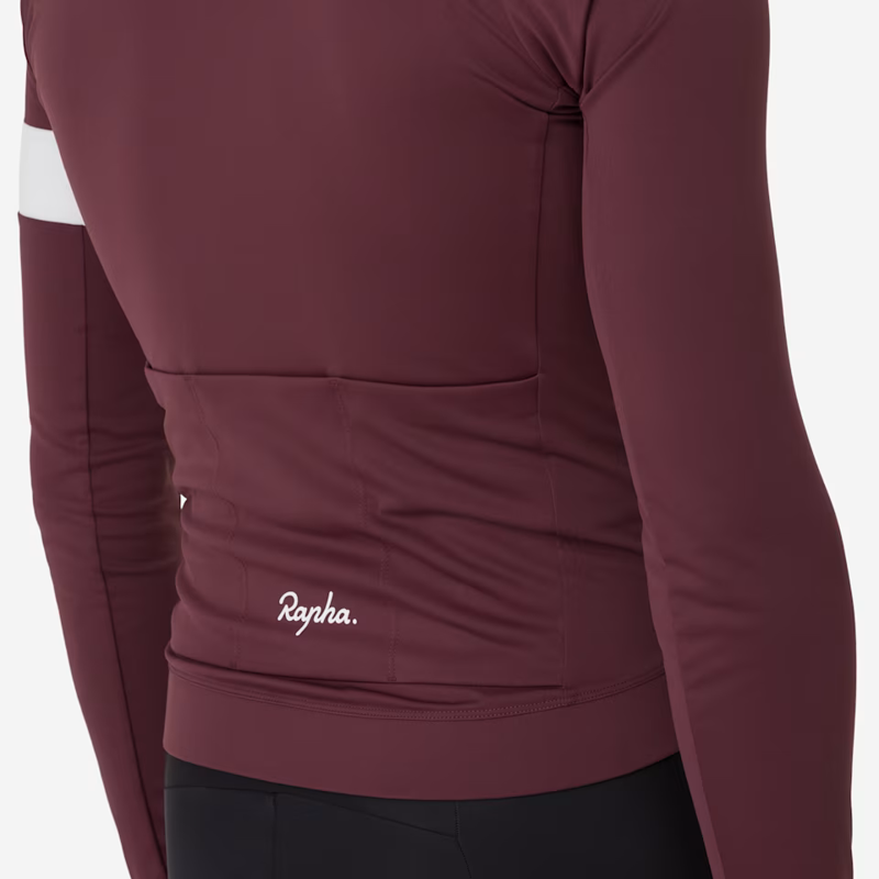 Rapha Men's Core Thermal Long Sleeve Jersey in Mahogany and White-5