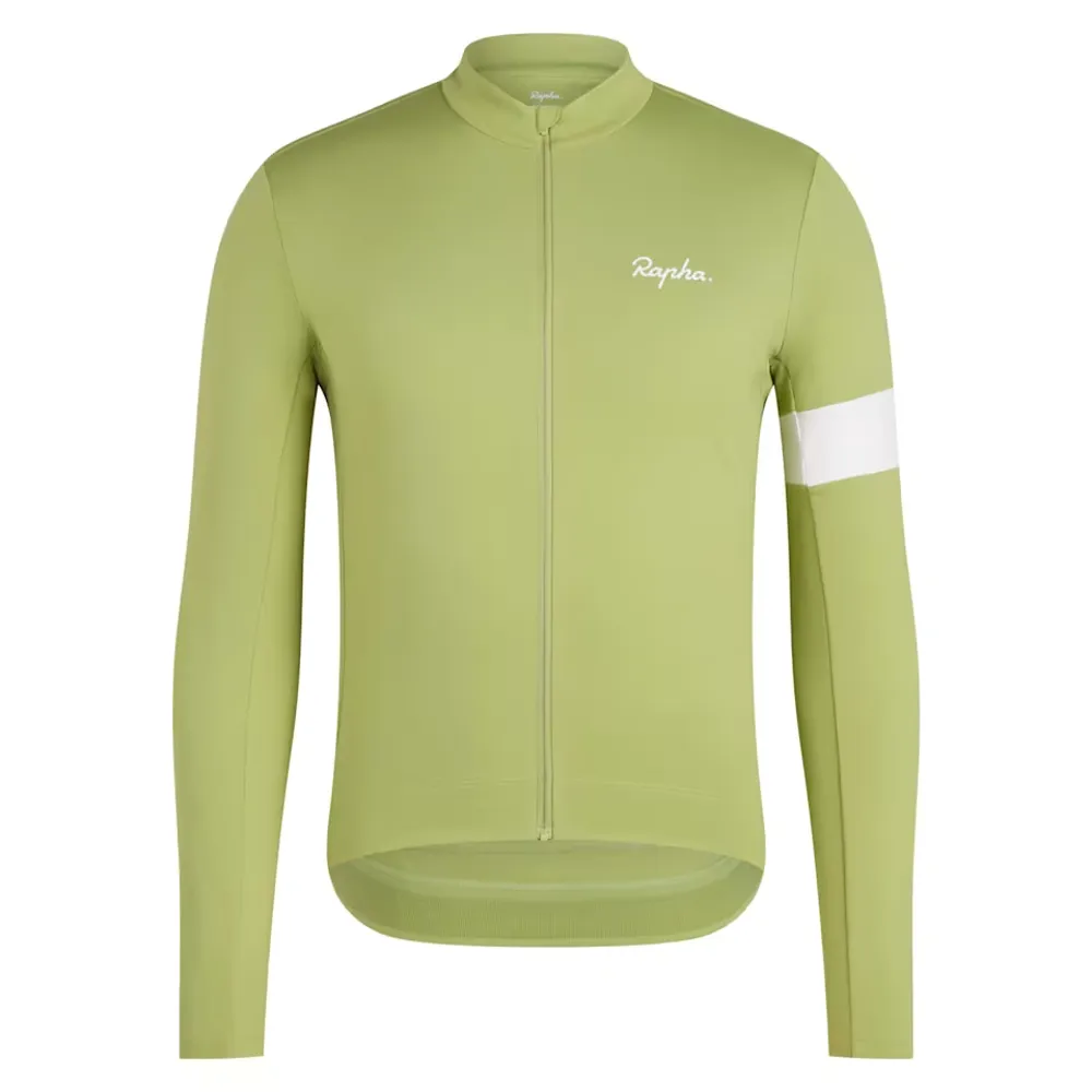 Team Cycles Rapha Men's Core Thermal Long Sleeve Jersey in Fern and White | Interest FREE Finance & Online Refund Policy.