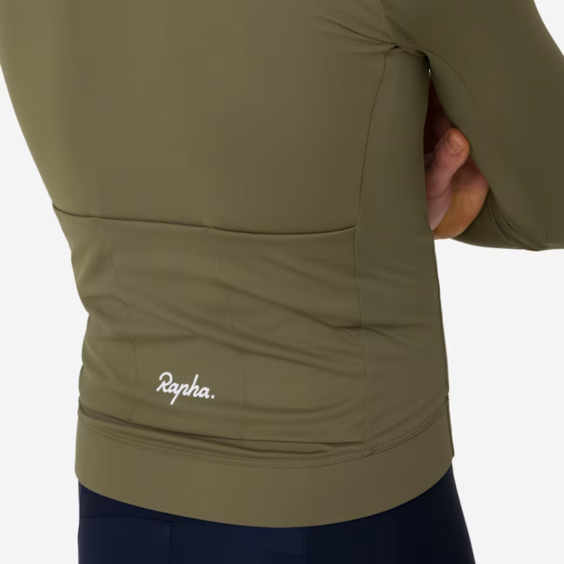 Rapha Men's Core Thermal Long Sleeve Jersey in Green and White-4