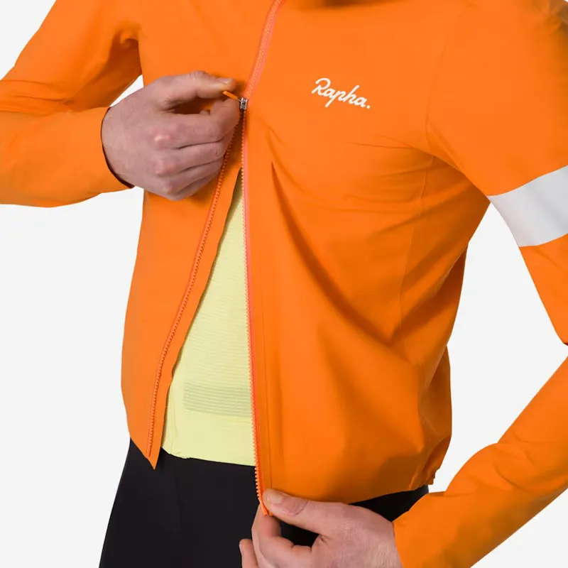 Rapha Mens Core Rain Jacket in Bright Orange and White
