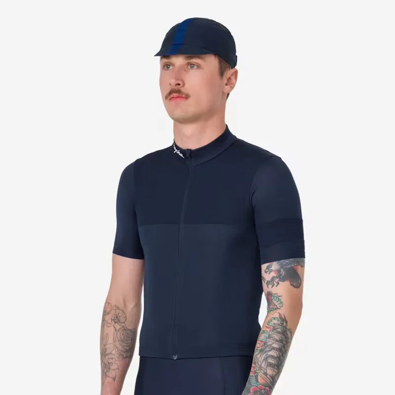 Rapha Mens Brevet Element Jersey in Dark Navy and White-2