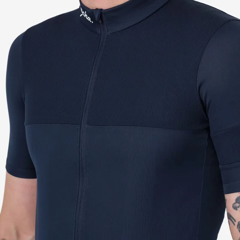 Rapha Mens Brevet Element Jersey in Dark Navy and White-5