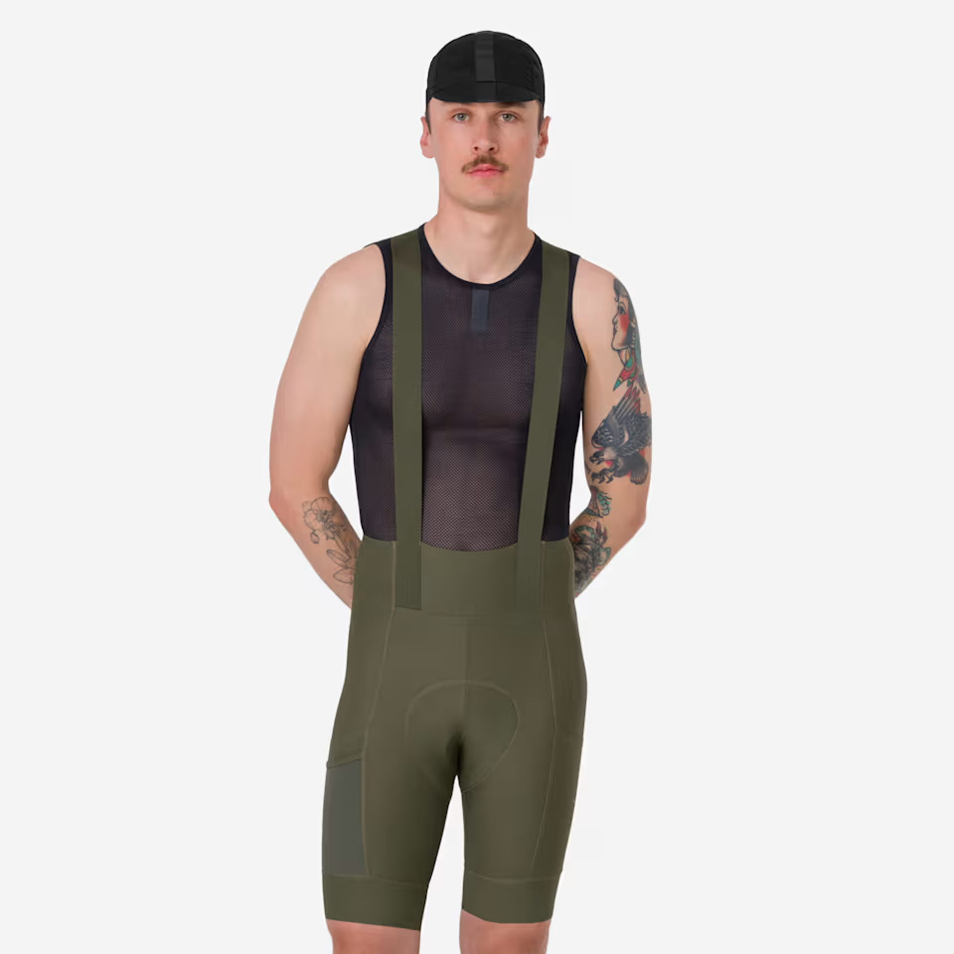 Rapha Mens Brevet Element Cargo Bib Shorts in Dark Green