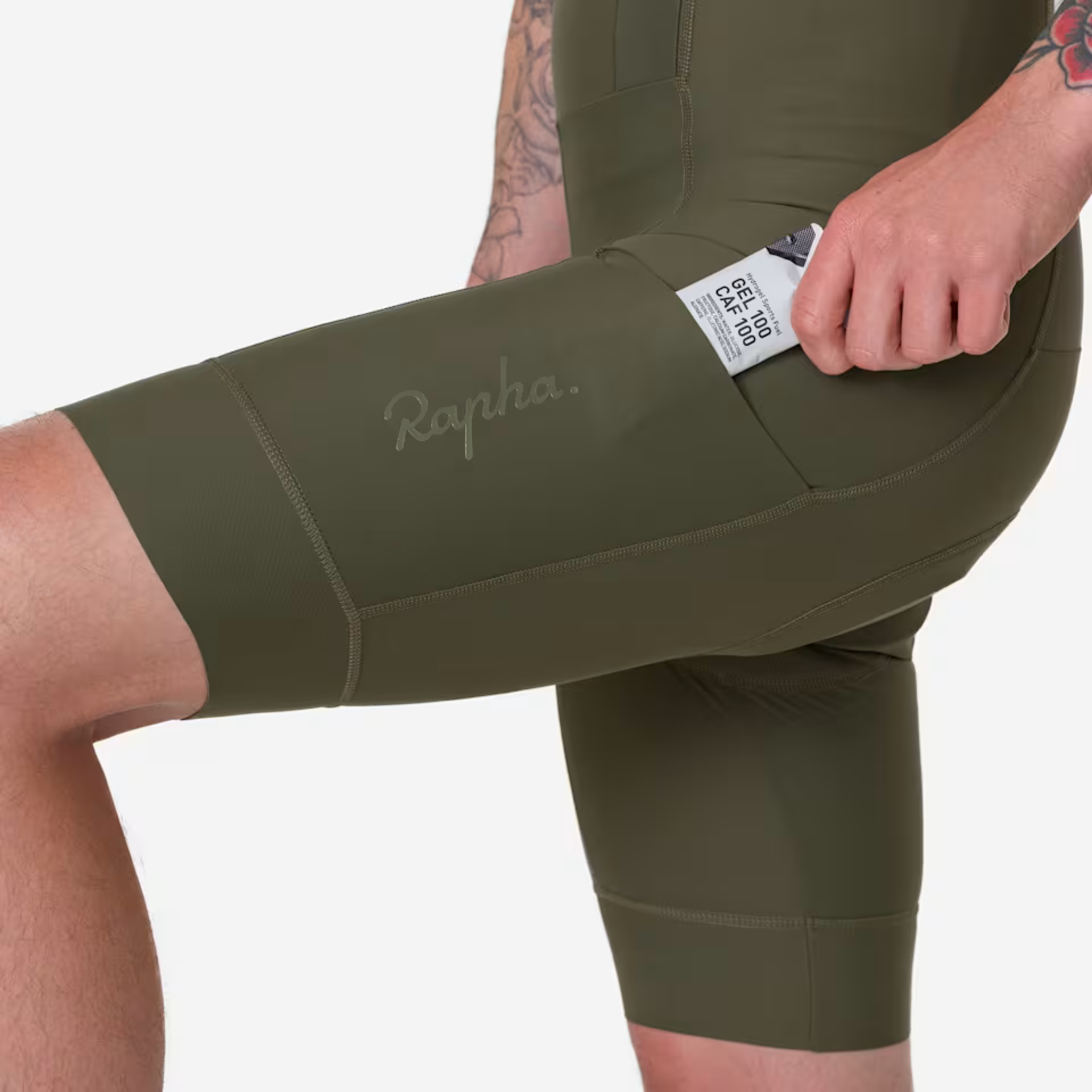 Rapha Mens Brevet Element Cargo Bib Shorts in Dark Green