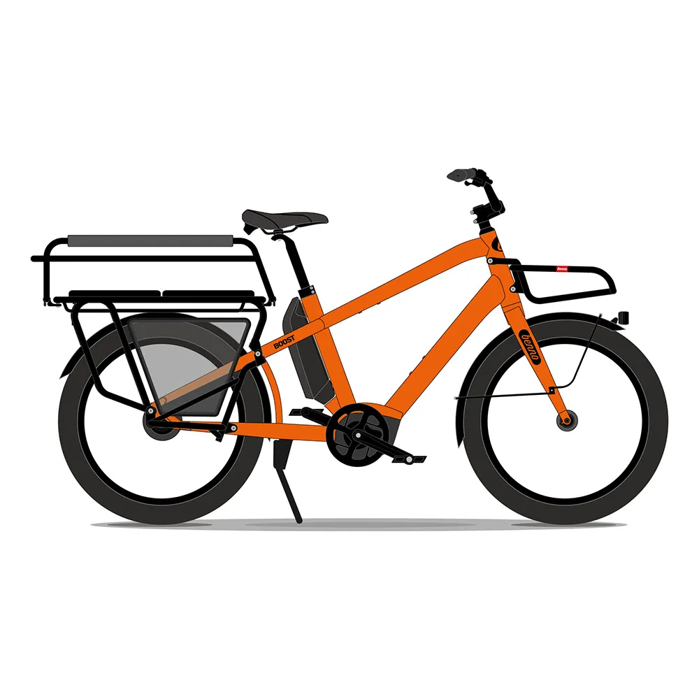 Team Cycles Benno Bikes Boost CX EVO 5 Regular Family Kit 500Wh Electric Cargo Bike in Neon Orange | Interest FREE Finance & Online Refund Policy.