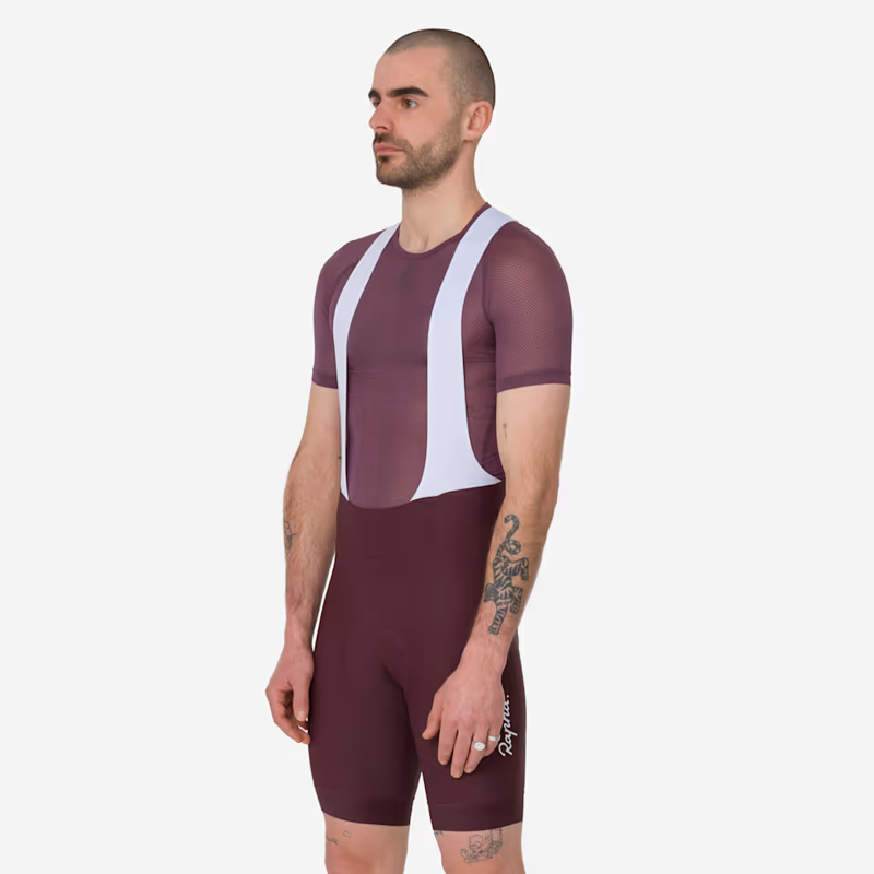 Rapha Mens Core Bib Shorts in Mahogony and White-5