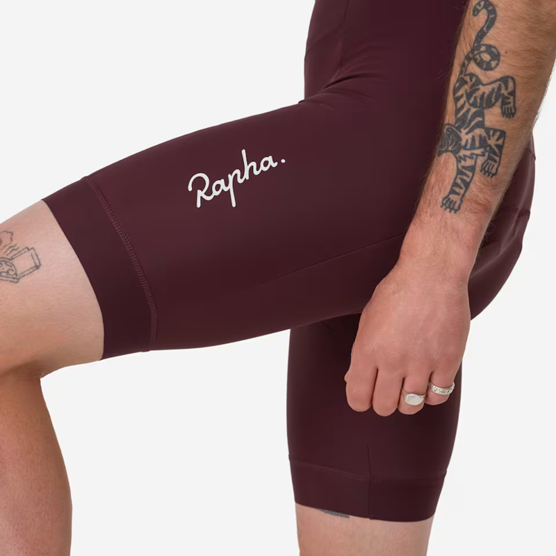 Rapha Mens Core Bib Shorts in Mahogony and White-7
